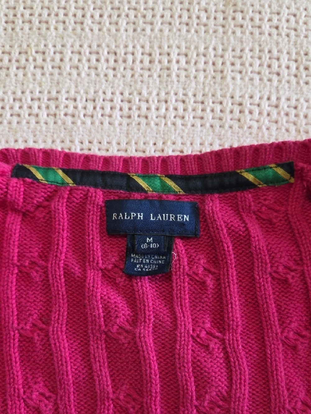 Ralph Lauren Girls Hot Pink Cable Knit Cardigan Sweater Size M 8-10 - Picture 15 of 16